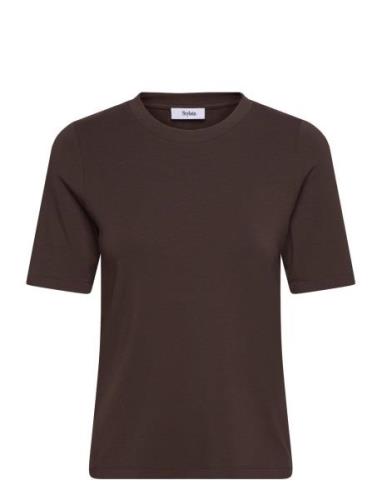 Chambers Top Tops T-shirts & Tops Short-sleeved Brown Stylein