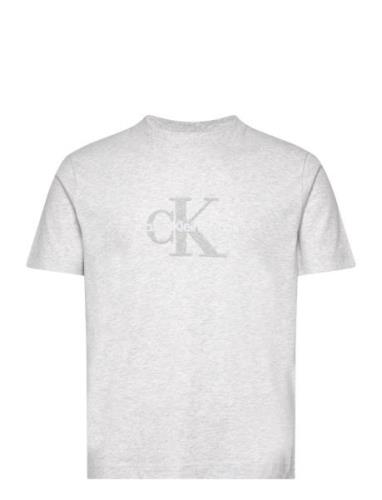 Chenille Monologo Tee Tops T-shirts Short-sleeved Grey Calvin Klein Je...