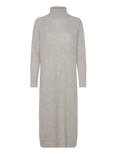 Wool Cash Roll-Nk Long Dress Polvipituinen Mekko Grey Tommy Hilfiger