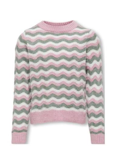 Koglia L/S O-Neck Stripe Knt Tops Knitwear Pullovers Pink Kids Only