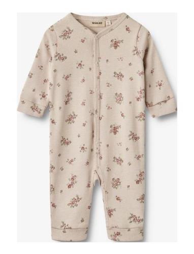 Sleepsuit L/S Nikola Pitkähihainen Body Beige Wheat