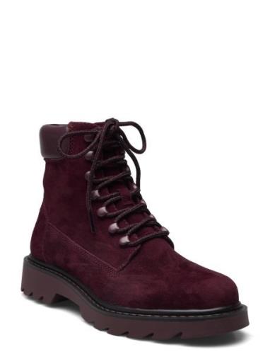 Women Boots Shoes Boots Ankle Boots Laced Boots Burgundy Tamaris