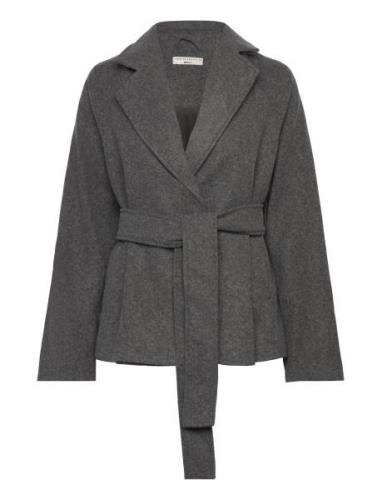 Belted Short Coat Villakangastakki Grey Gina Tricot