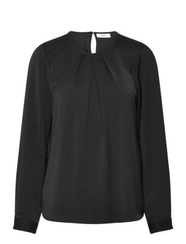 Dotaiw Pleat Blouse Tops Blouses Long-sleeved Black InWear