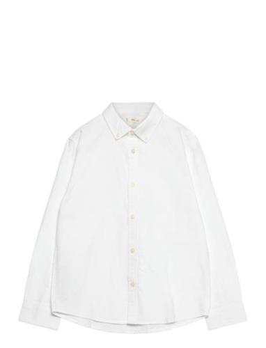 Oxford Cotton Shirt Tops Shirts Long-sleeved Shirts White Mango