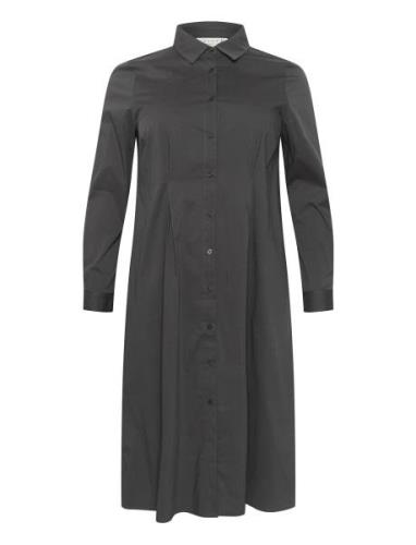 Kchenna Shirt Dress Polvipituinen Mekko Grey Kaffe Curve