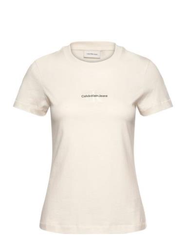 Monologo Slim Tee Tops T-shirts & Tops Short-sleeved Cream Calvin Klei...