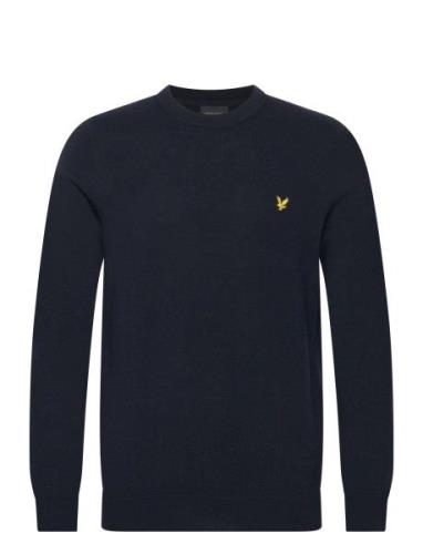 Cotton Merino Crew Neck Jumper Tops Knitwear Round Necks Navy Lyle & S...