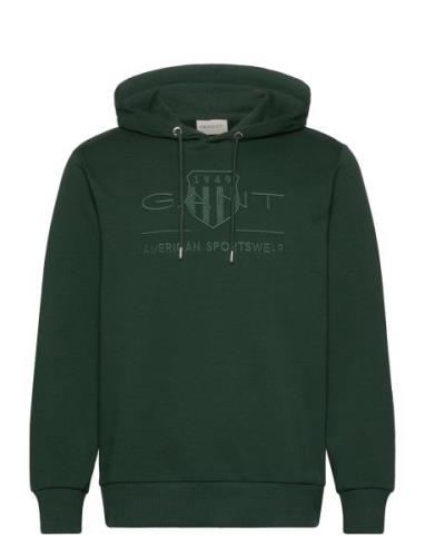 Reg Tonal Shield Hoodie Tops Sweat-shirts & Hoodies Hoodies Green GANT