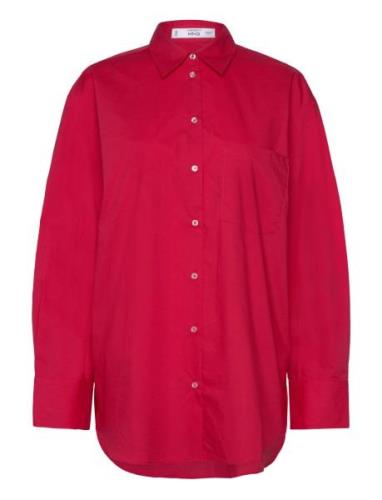 Pocket Over Shirt Tops Shirts Long-sleeved Red Mango