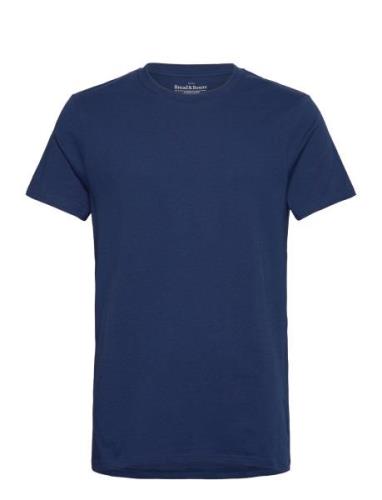 Crew-Neck Cotton Tops T-shirts Short-sleeved Navy Bread & Boxers