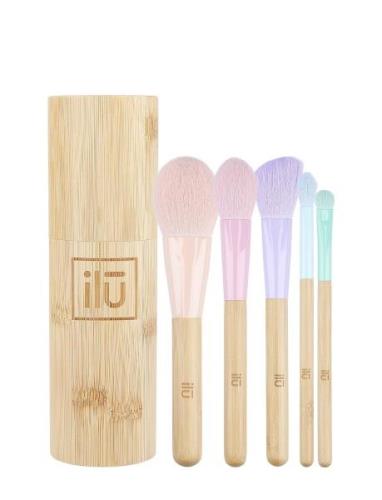 Ilu Brush 5Pcs+Bamboo Tube Set Meikkisiveltimet Meikki Nude ILU