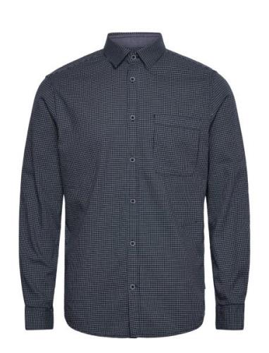 Structured Shirt Tops Shirts Business Navy Tom Tailor