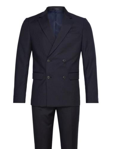 Narrow Striped Db Mens Suit Puku Navy Lindbergh