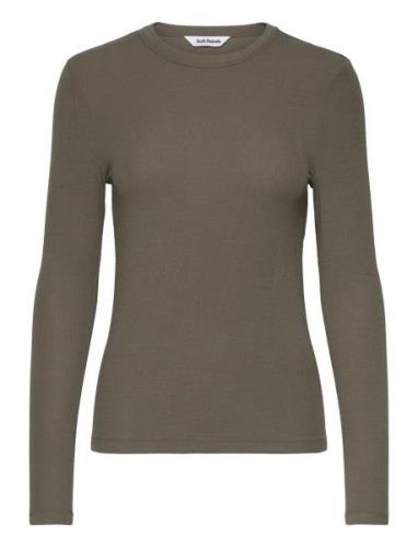 Srfenja O-Neck Top Tops T-shirts & Tops Long-sleeved Khaki Green Soft ...