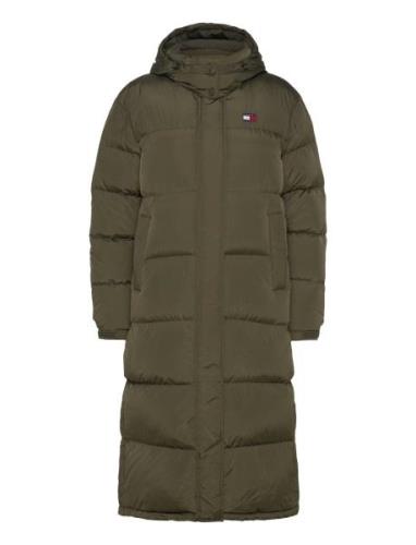 Tjw Alaska Long Puffer Ext Topattu Pitkä Takki Khaki Green Tommy Jeans