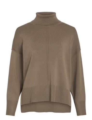 Viostria Rollneck L/S Knit Top-Noos Tops Knitwear Jumpers Beige Vila