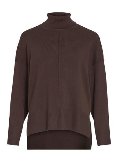 Viostria Rollneck L/S Knit Top-Noos Tops Knitwear Jumpers Brown Vila