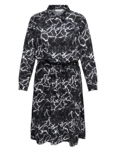 Carammia L/S Midi Shirt Dress Aop Polvipituinen Mekko Black ONLY Carma...