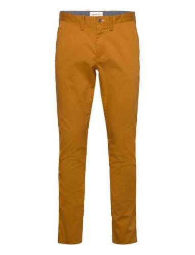 Slim Twill Chinos Bottoms Trousers Chinos Yellow GANT