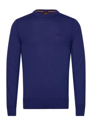 Avac_C Tops Knitwear Round Necks Blue BOSS