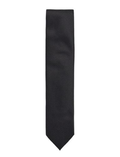 Polyester Tie With Dots 7 Cm Solmio Kravatti Black Lindbergh Black