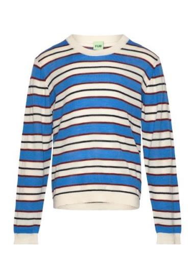 Striped Blouse Tops Knitwear Pullovers Blue FUB