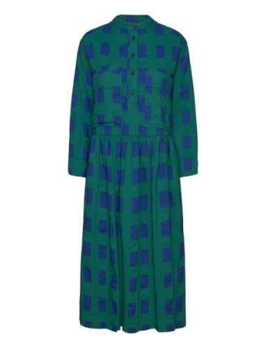 Checked Loose Fit Dress Polvipituinen Mekko Green Bobo Choses