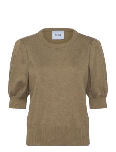 Liva Knit Tee Tops Knitwear Jumpers Khaki Green Minus