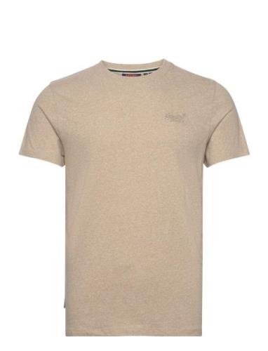 Vintage Logo Emb Tee Tops T-shirts Short-sleeved Beige Superdry