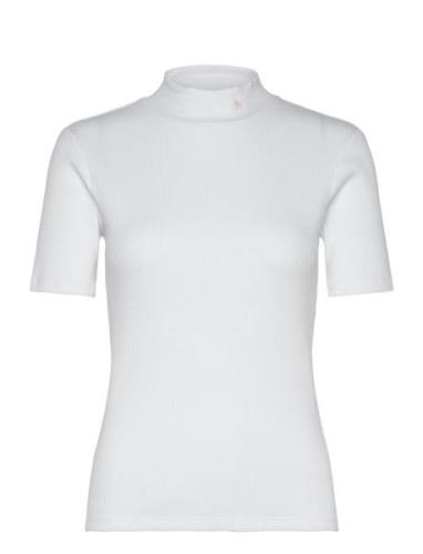 Core Mock Neck Rib T-Shirt Tops T-shirts & Tops Short-sleeved White Sc...