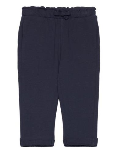 Elastic Waist Cotton Trousers Bottoms Trousers Navy Mango