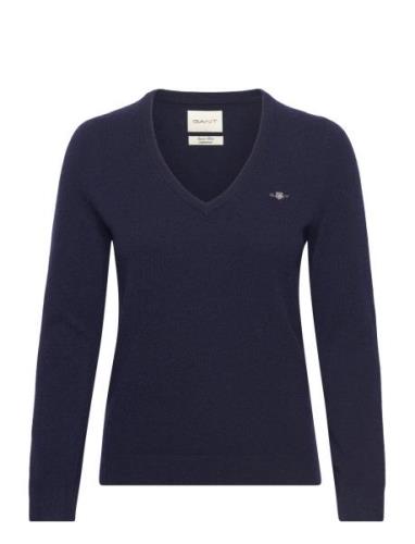 Extrafine Lambswool V-Neck Tops Knitwear Jumpers Navy GANT