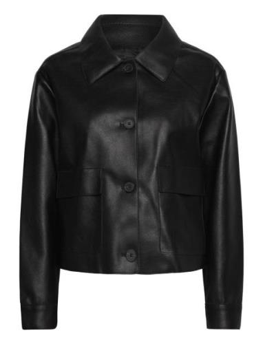 Faux Leather Jacket With Pockets Nahkatakki Black Mango