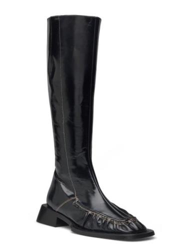 Pats Raw Black Boots Korkeavartiset Saapikkaat Black MIISTA