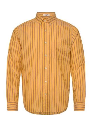 Reg Poplin Stripe Tops Shirts Casual Yellow GANT