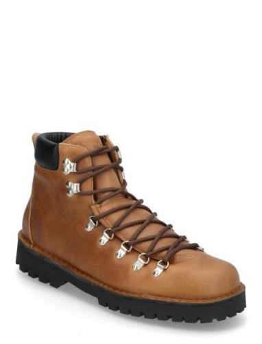 Slhalfred Leather Hiking Boot Nyörisaappaat Brown Selected Homme