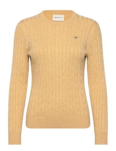 Stretch Cotton Cable C-Neck Tops Knitwear Jumpers Yellow GANT