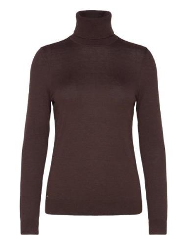 Silk-Blend Turtleneck Sweater Tops Knitwear Turtleneck Brown Lauren Ra...