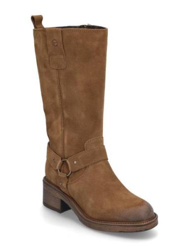 Women Boots Korkeavartiset Saapikkaat Brown Tamaris