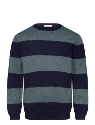 Striped Knit Sweater Tops Knitwear Pullovers Navy Mango