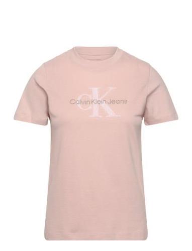 Chenille Monologo Regular Tee Tops T-shirts & Tops Short-sleeved Pink ...