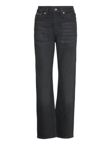 High Rise Straight Bottoms Jeans Straight-regular Black Calvin Klein J...