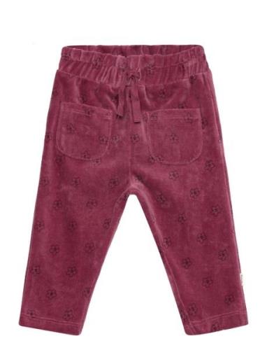 Pants Aop Velour Bottoms Sweatpants Pink Minymo