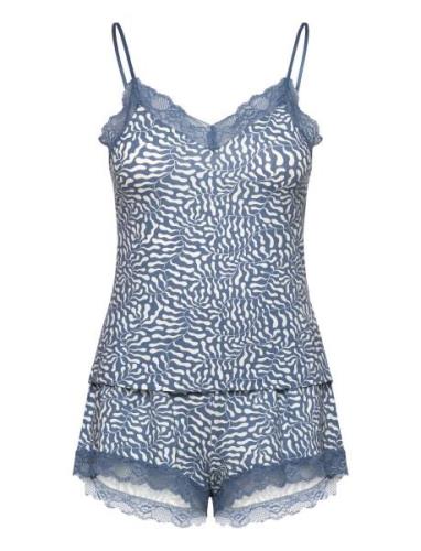 Pj Cami Short Viscose Matisse Pyjama Blue Hunkemöller