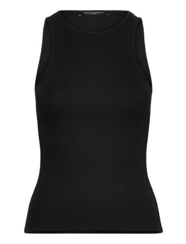 Rassia Sheryle Ribbed Tank Tops T-shirts & Tops Sleeveless Black Frenc...