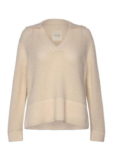 Lovisapw Pu Tops Knitwear Jumpers Beige Part Two