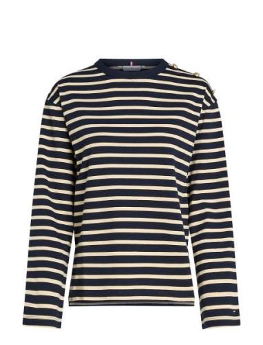 Rlx Gold Btn Stripe C-Nk Ls Tops T-shirts & Tops Long-sleeved Navy Tom...