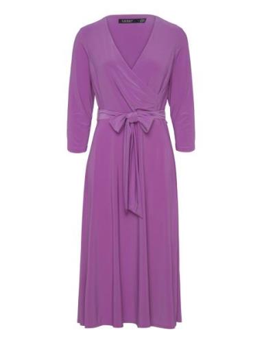 Surplice Jersey Dress Polvipituinen Mekko Purple Lauren Ralph Lauren