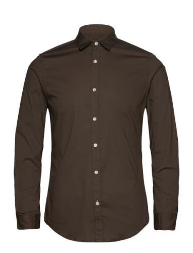 Essential Poplin Solid Tops Shirts Casual Brown Scotch & Soda